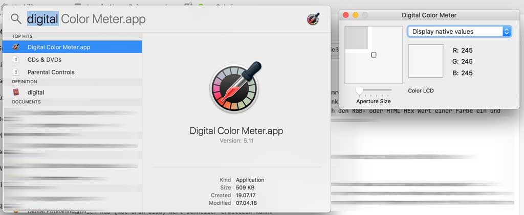 Apple DigitalColor-Meter Programm